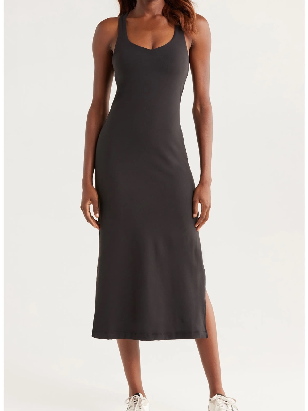 NWT Vuori halo midi racerback dress black size small